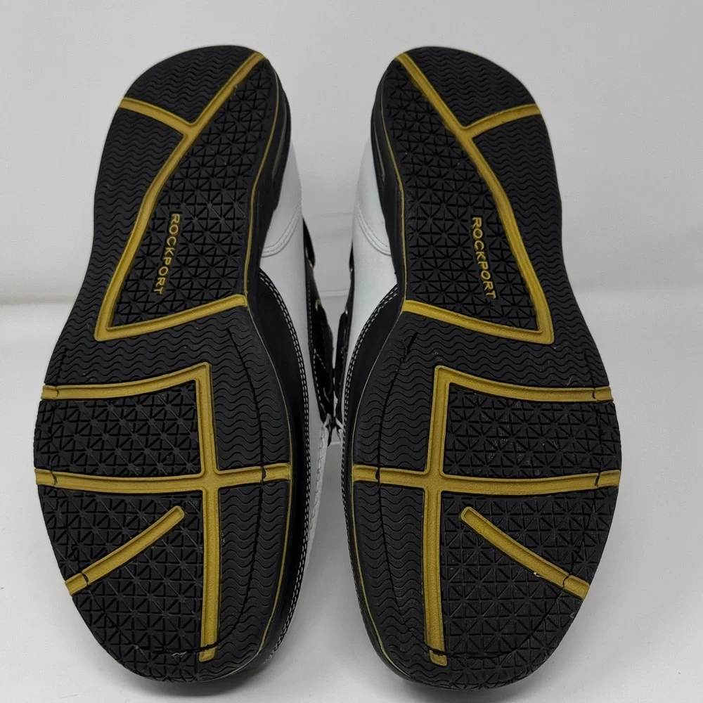 Rockport Leather Black and White Boat Shoes